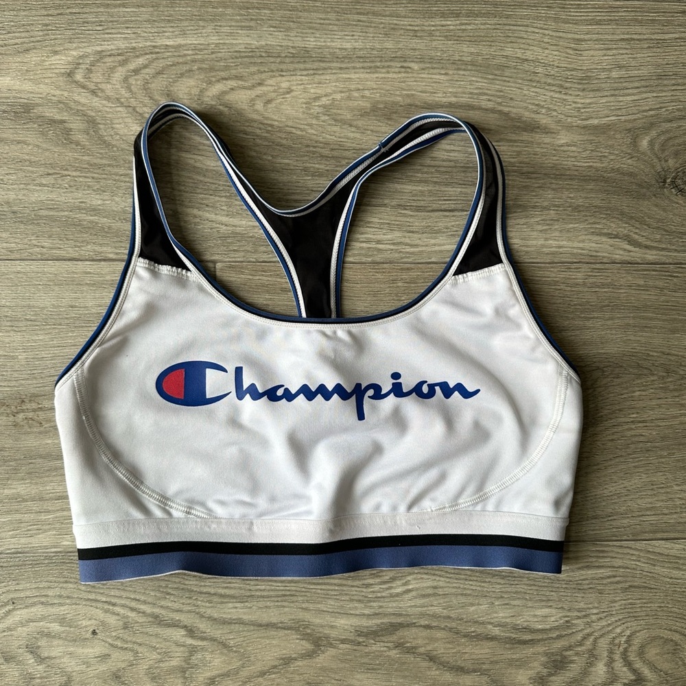 Champion Women's White and Blue Sports Bra